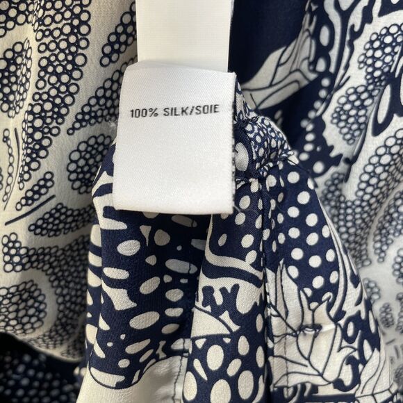 Diane Von Furstenberg Freya Navy Floral 100% Silk VNeck Dress 3/4 Sleeve Size 14 - Picture 7 of 8